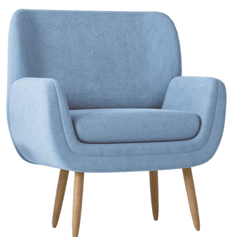 Light Blue Upholstered Accent Armchair with Wooden Legs